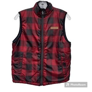 BUFFALO DAVID BITTON Women’s Medium Fuzzy‎ Reversible Red & Black Polyester Vest